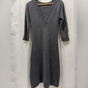 Chic Charcoal V-Neck cashmere Sweater Dress - size small